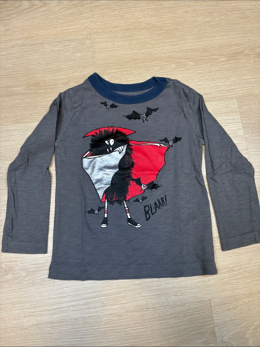Crewcuts Gray Long Sleeve Tee with Red Vampire Graphic